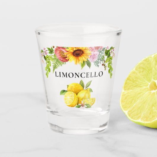 Verre A Shot Aquarelle Lemons Flore Verdure Limoncello (Devant)