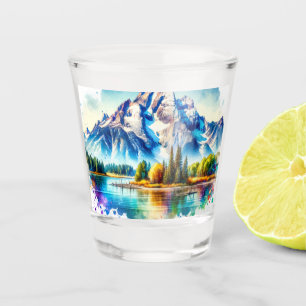 Verre A Shot Aquarelle lumineuse Grand Teton National Park Wyom