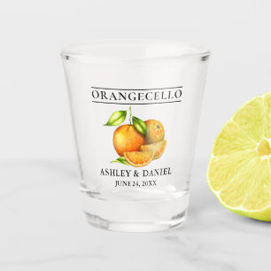 Verre A Shot Aquarelle Oranges Verdure Mariage Orangecello
