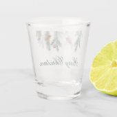 Verre A Shot Aquarelle Pine Cônes Verdure Joyeux Noël (Dos)