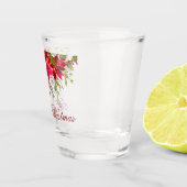 Verre A Shot Aquarelle Poinsettia Floral Noël Rouge Script (Droite)