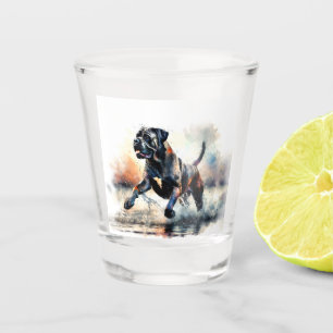 Verre A Shot Aquarelle puissante Canne Corso chien
