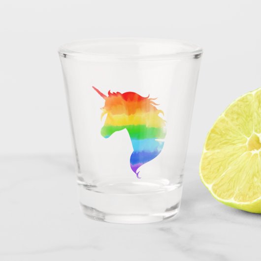 Verre A Shot Aquarelle Rainbow Unicorn (Devant)