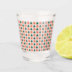 Verre A Shot Aquarelle rouge vert Joyeux sapin de Noël motif
