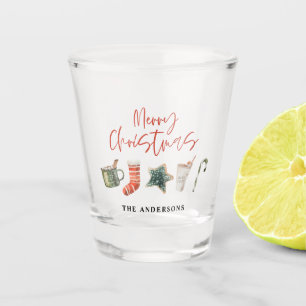 Verre A Shot Aquarelle sucre de canne de boissons de Noël