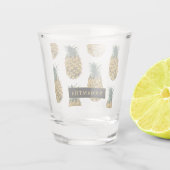Verre A Shot Aquarelle tropicale Motif ananas avec nom (Dos)