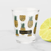 Verre A Shot Aquarelle tropicale Motif ananas avec nom (Devant)
