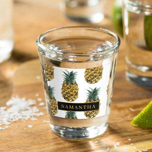 Verre A Shot Aquarelle tropicale Motif ananas avec nom