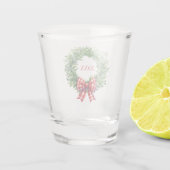 Verre A Shot Aquarelle Verte Avec Bow En vichy Rouge (Dos)