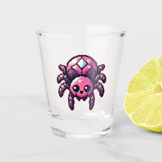Verre A Shot Araignée Pixel mignonne (Devant)