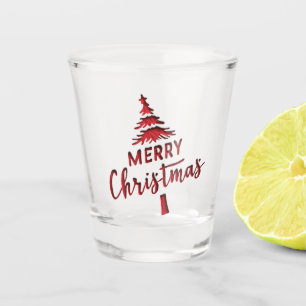Verre A Shot Arbre de Noël avec texte "Joyeux Noël" en creux su