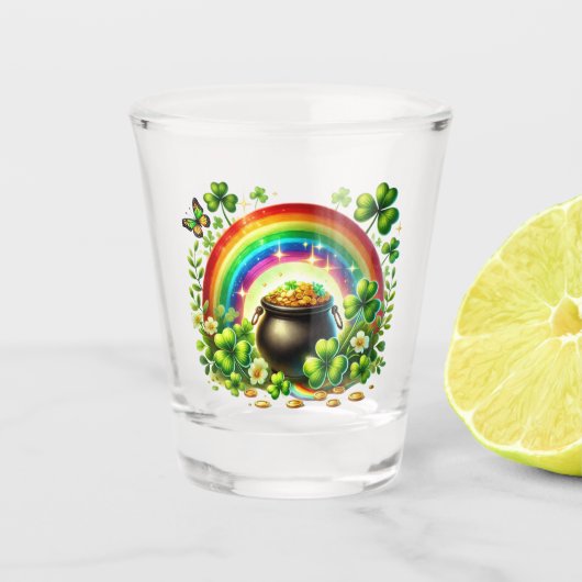 Verre A Shot Arc-en-ciel et pot d'or de la Saint-Patrick (Devant)