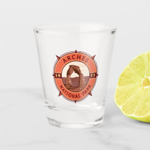 Verre A Shot Arches Parc national Emblem Retro Compass