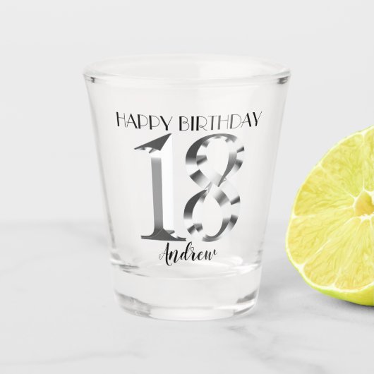 Verre A Shot Argent métallique 18e anniversaire (Devant)
