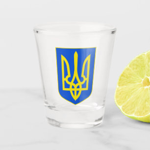 Verre A Shot Armoirie de l'Ukraine Trident doré Beaux-arts