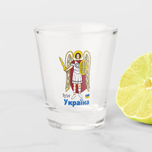 Verre A Shot Armoiries de la ville de Kiev, drapeau ukrainien S