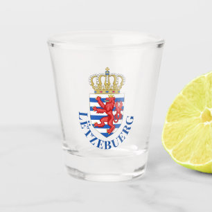 Verre A Shot Armoiries luxembourgeoises (avec nom en dessous)