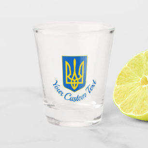 Verre A Shot Armoiries ukrainiennes et texte personnalisé peuve