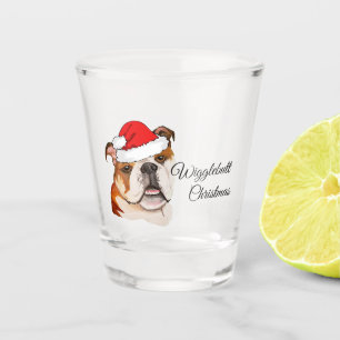Verre A Shot Art Brown de Noël Anglais Bulldog Wigglebutt