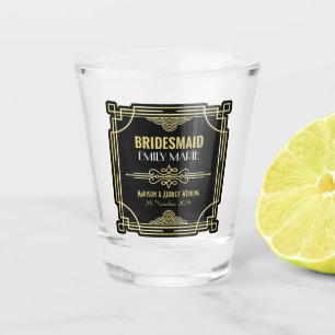 Verre A Shot Art Déco Mariage Bridesmaid Gold Black Favor année