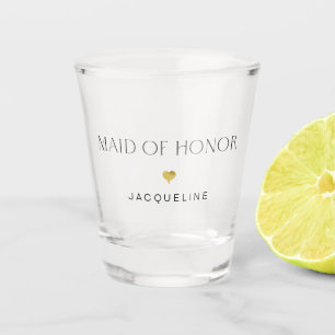 Verre A Shot Art déco moderne Maid of Honor Gold Heart Nom