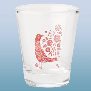Verre A Shot Art ornithologique scandinave