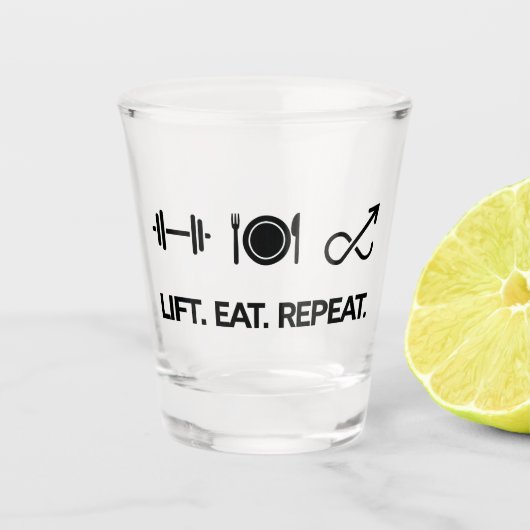 Verre A Shot Ascenseur. Manger. Recommencer. - Conception de la (Devant)