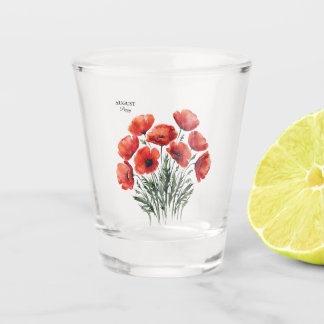 Verre A Shot August Poppy Bloom - Cadeau d'anniversaire personn