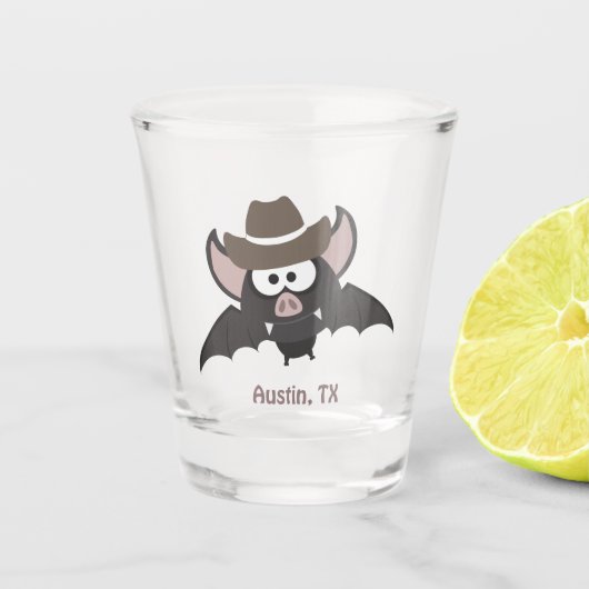 Verre A Shot Austin Texas Cute Cartoon Cowboy Bat (Devant)