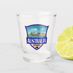 Verre A Shot Australie Illustration Rétro Badge
