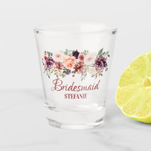 Verre A Shot Automne Boho Rustique Aquarelle Fleurs Bridesmaid