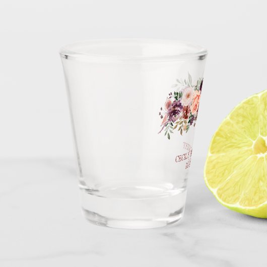 Verre A Shot Automne Rustique Aquarelle Fleurs Mariage Faveur (Gauche)