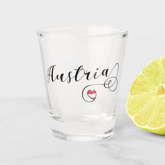Verre A Shot Autriche Coeur Mug, Drapeau autrichien (Devant)