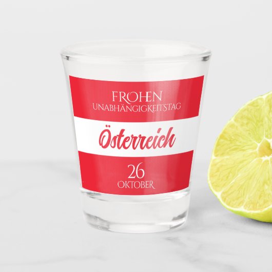Verre A Shot Autriche Fête de l'Indépendance drapeau national a (Devant)