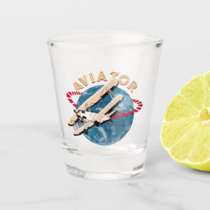 Verre A Shot Aviateur voyageant dans le monde