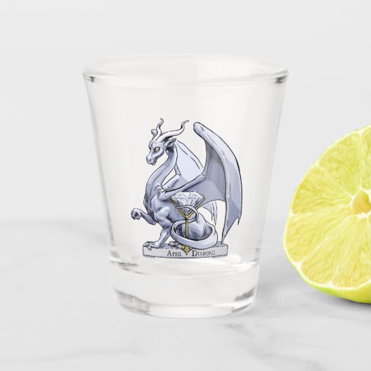 Verre A Shot Avril Dragon de Pierre de naissance : Diamant (Devant)