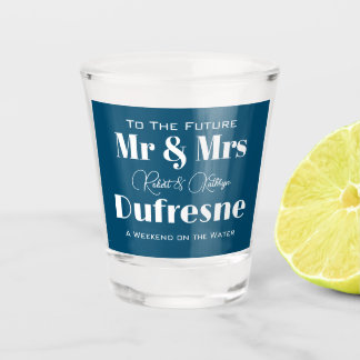 Verre A Shot Bachelor/Bachelorette Party Personnalisé Bleu