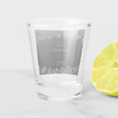 Verre A Shot Bachelorette gothique florale noire et argent (Dos)