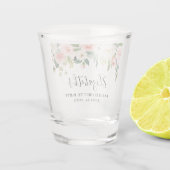 Verre A Shot Bachelorette Party Aquarelle blanche rose (Dos)