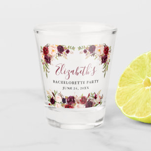 Verre A Shot Bachelorette Party Bourgogne Aquarelle Florale