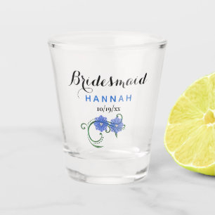 Verre A Shot Bachelorette Party Bridesmaid Mariage Fleurs bleue