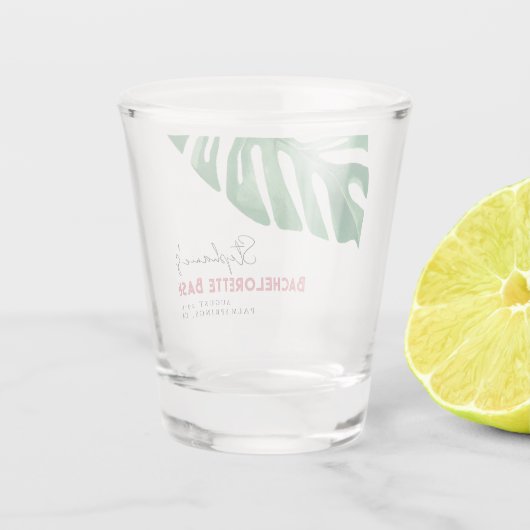 Verre A Shot Bachelorette vert et rose Tropical Monstera (Dos)