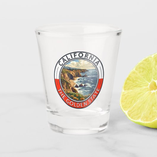 Verre A Shot Badge California Travel Art (Devant)