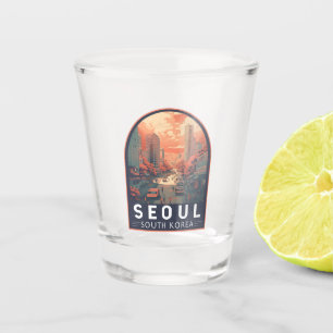 Verre A Shot Badge Vintage d'art de Séoul Corée du Sud