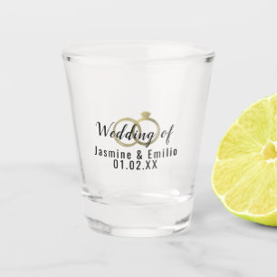 Verre A Shot Bague de mariage en feuille d'or Logo Nom des coup
