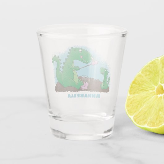 Verre A Shot Baguettes mignonnes grillant des marshmallows dess (Dos)