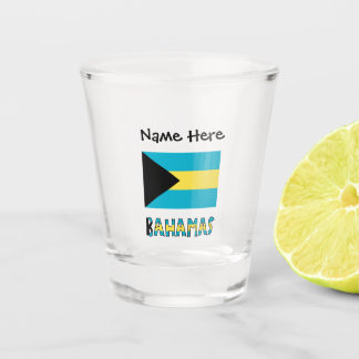 Verre A Shot Bahamas et drapeau bahamien avec votre nom