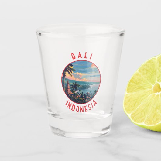 Verre A Shot Bali Indonésie Cercle en détresse rétrograde (Devant)