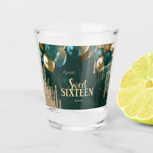 Verre A Shot Ballons gouttes de paillettes dorées Sweet 16 vert