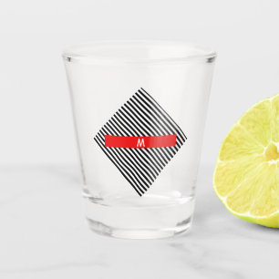Verre A Shot Bandes diagonales noires et blanches